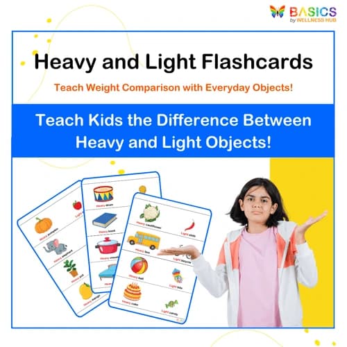 Heavy and Light Flashcards: Teach Weight Comparison with Everyday Objects