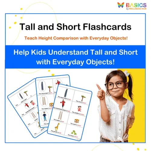 Tall and Short Flashcards: Teach Height Comparison with Everyday Objects