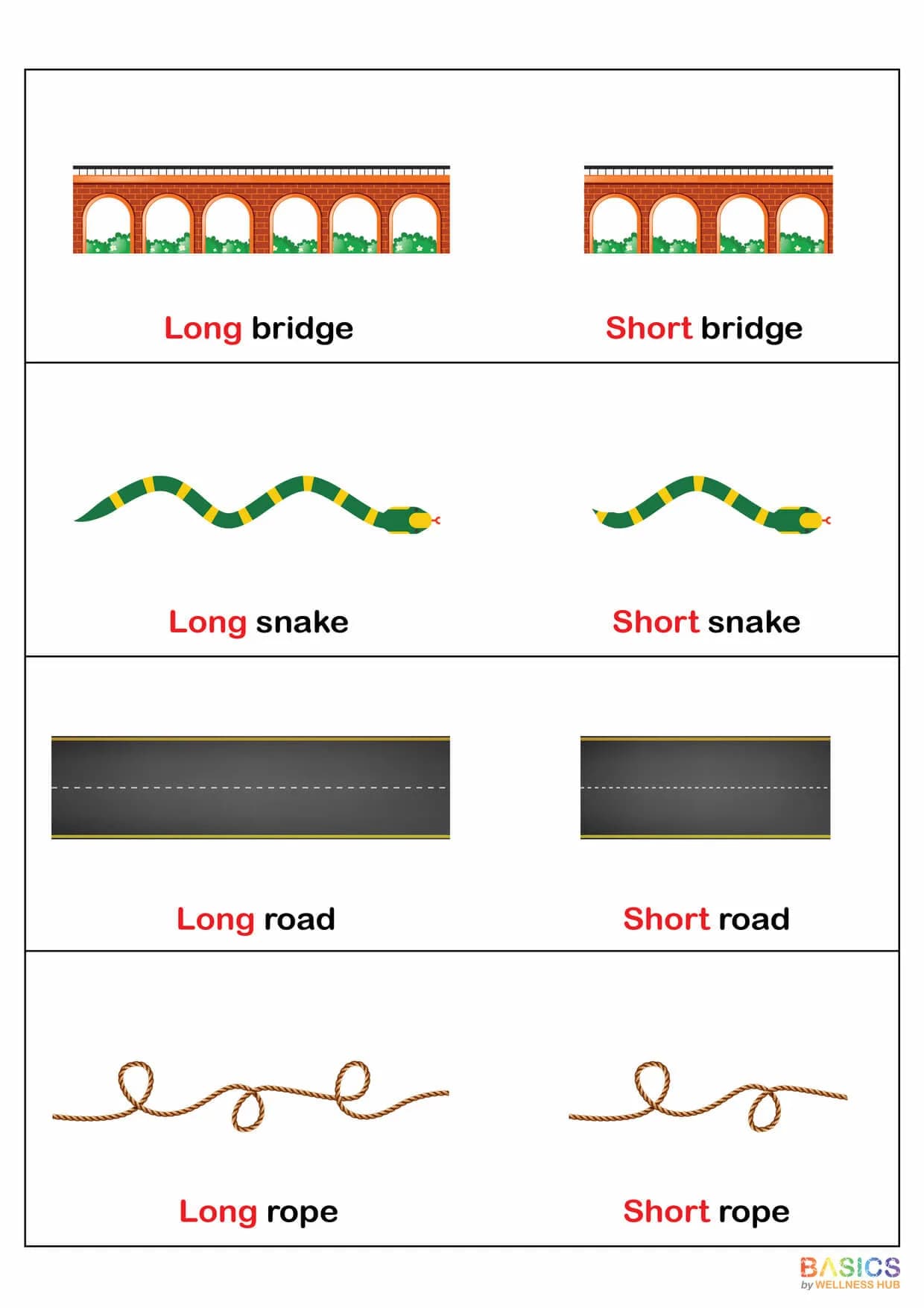 Long and Short Flashcards: Teach Size Comparison with Everyday Objects-PDF1