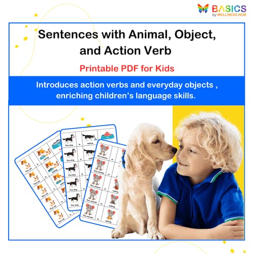Sentences with Animals, Object, and Action Verb: Illustrated PDF for Kids
