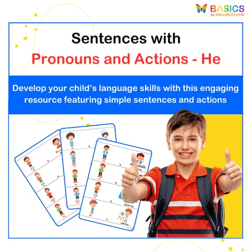 Sentences with Pronouns and Actions: He PDF for Early Learners