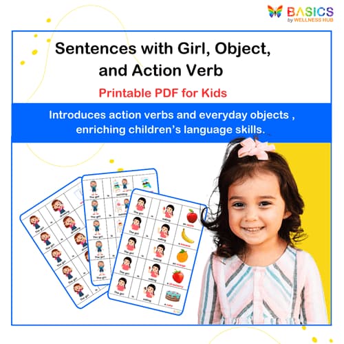 Sentences with Girl, Object, and Action Verb: Illustrated PDF for Kids
