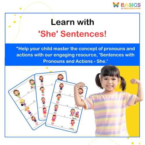 Sentences with Pronouns and Actions: She PDF for Early Learners