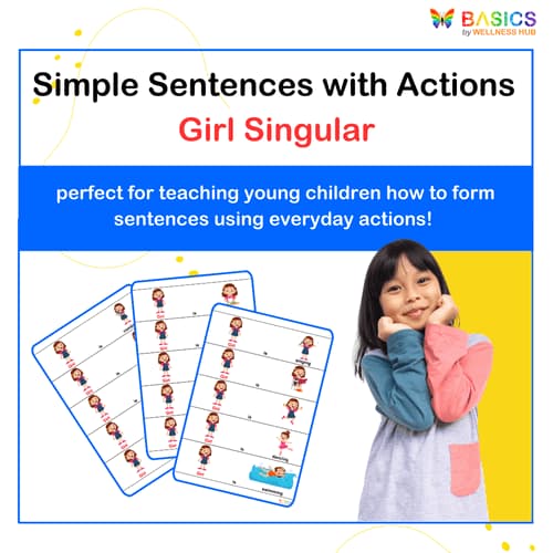 Simple Sentences with Actions: Girl Singular PDF for Kids - Free