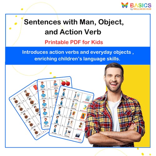 Sentences with Man, Object, and Action Verb: Free Illustrated PDF for Kids