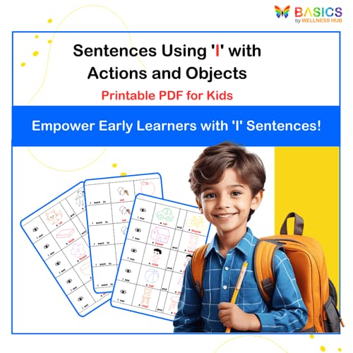 Printable Sentences Using 'I' with Actions and Objects PDF for Kids