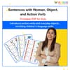 Sentences with Woman, Object, and Action Verb: Illustrated PDF for Kids