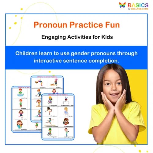 He and She Pronouns Practice: Printable PDF for Kids - Free