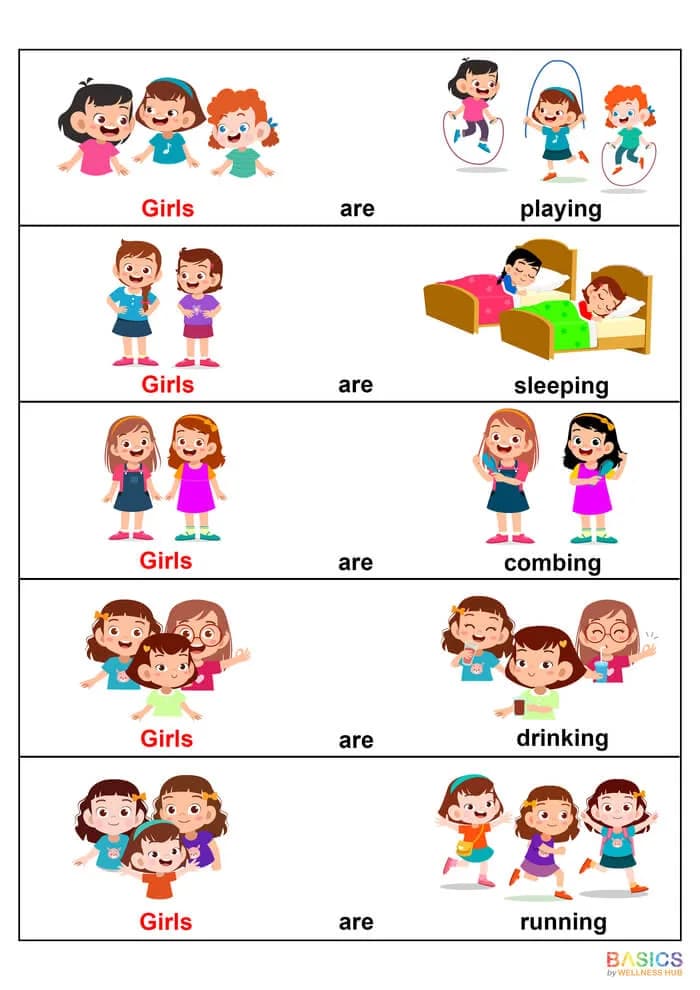 Simple Sentences with Actions: Girls Plural Free PDF-PDF1