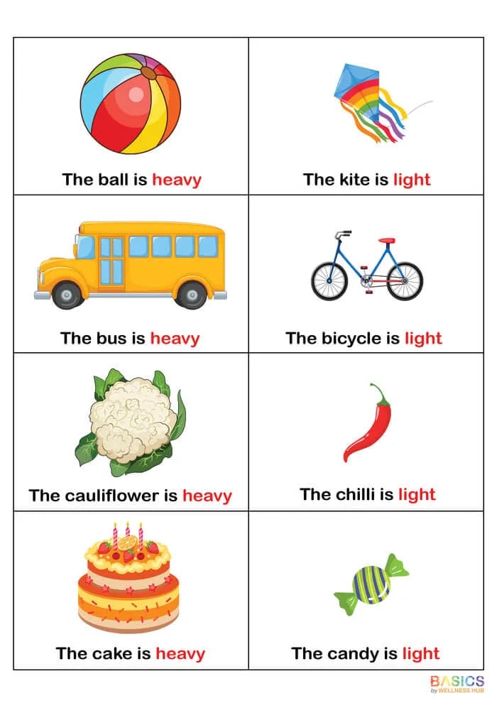 Free Learning Sentences with Heavy and Light: Illustrated PDF for Kids-PDF1