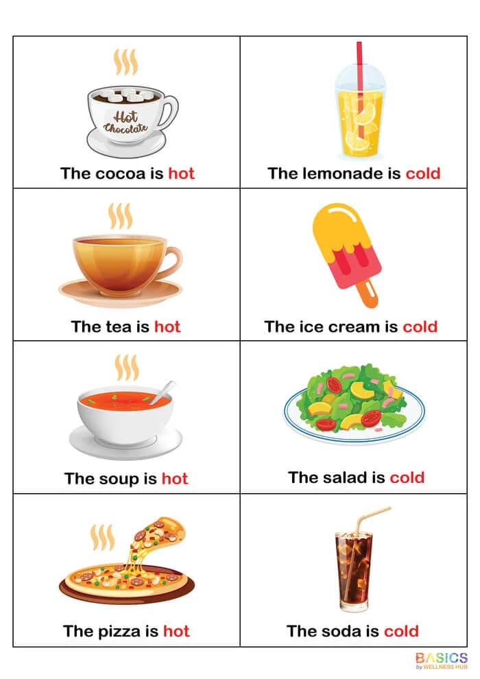 Free Learning Sentences with Hot and Cold: Illustrated PDF for Kids-PDF1