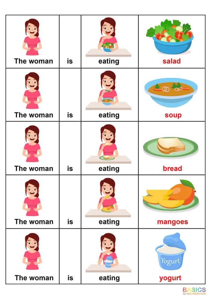 Sentences with Woman, Object, and Action Verb: Illustrated PDF for Kids-PDF1