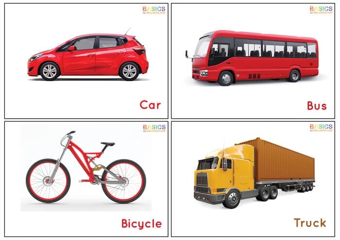 Vehicles Flashcards for Kids – Printable PDF-PDF1