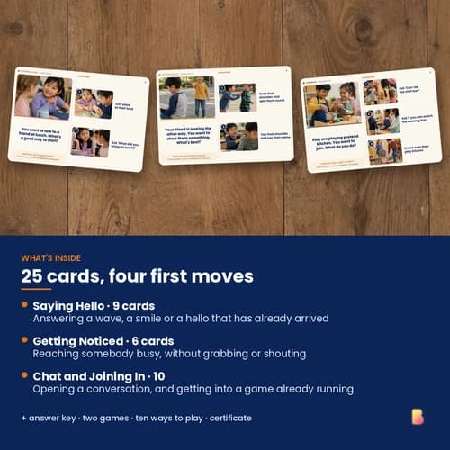 Hello or Wait? First Hellos — 25 Printable Social Scenario Photo Cards for Starting Conversations – page 2 preview