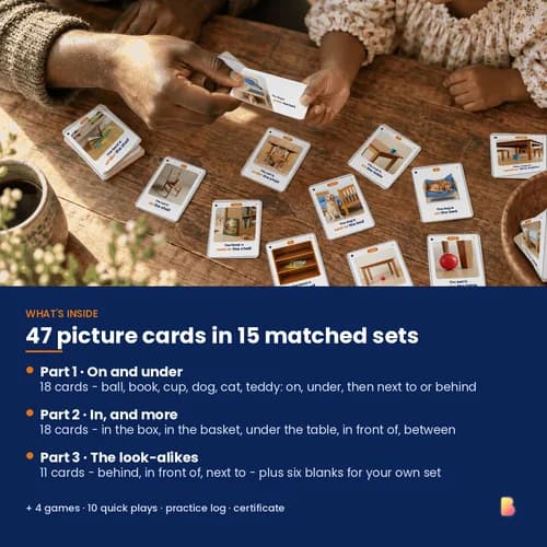 In, On & Under Cards — 47 Printable Prepositions of Place Flashcards in 15 Sets (plus 6 Make-Your-Own Blanks) – page 2 preview