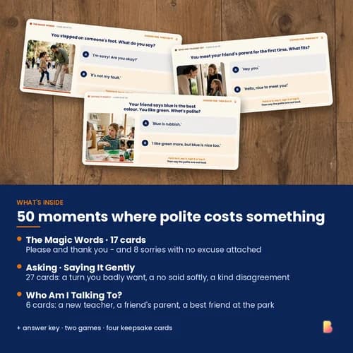 Polite Pick: Harder to Say — 50 Printable Manners Cards for Apologising and Disagreeing Kindly – page 2 preview