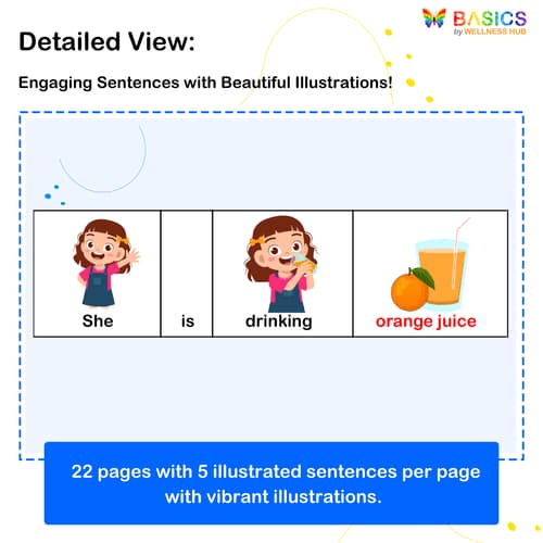 Sentences with Pronoun She: Object and Action Verb - Illustrated PDF for Kids