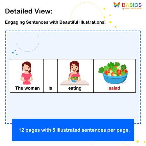 Sentences with Woman, Object, and Action Verb: Illustrated PDF for Kids