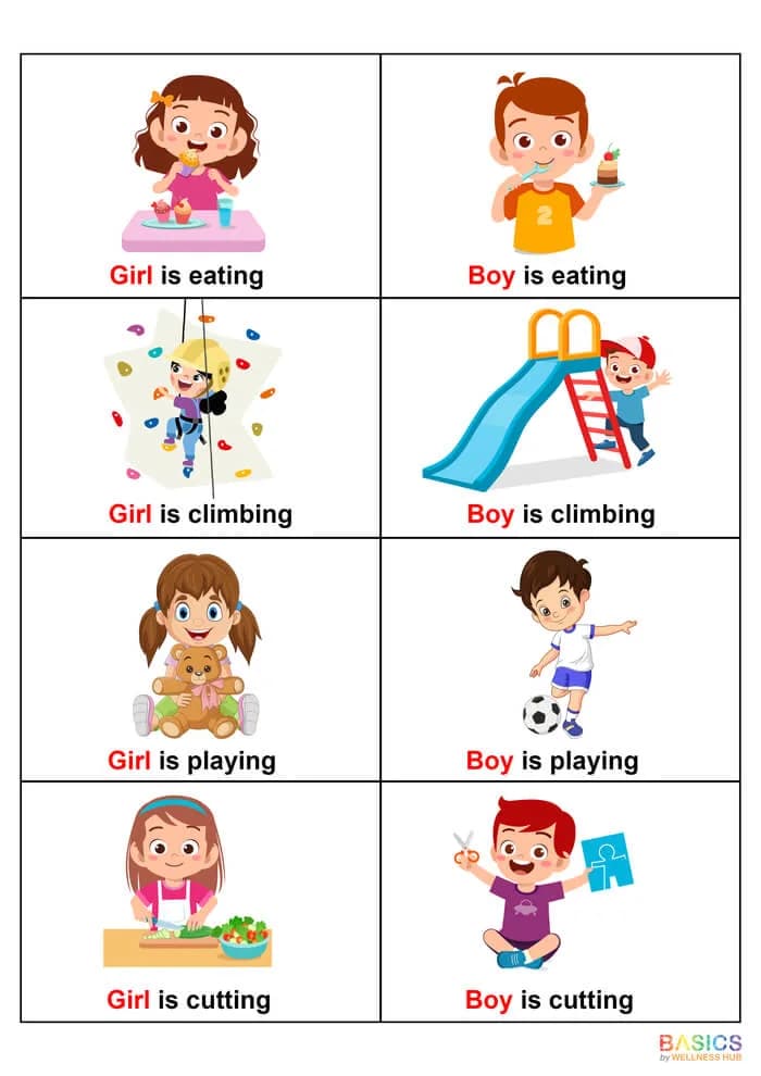 Simple Sentences with Actions: Boy and Girl Singular PDF-PDF2