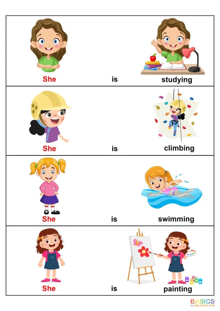 Sentences with Pronouns and Actions: She PDF for Early Learners-PDF2