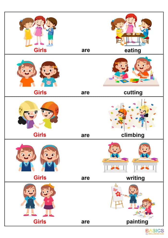 Simple Sentences with Actions: Girls Plural Free PDF-PDF2