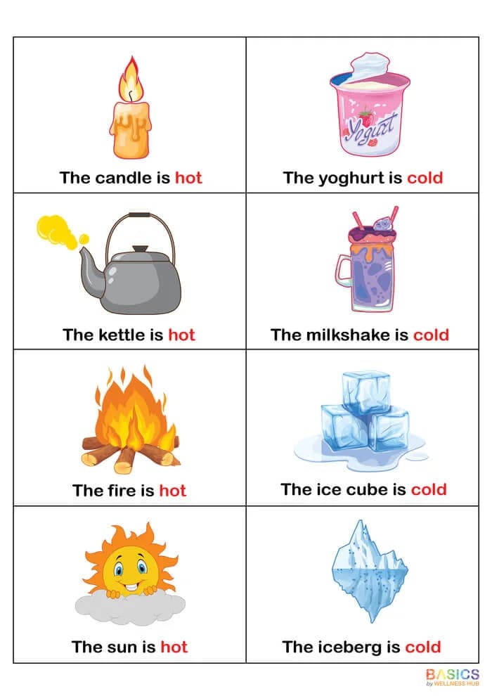 Free Learning Sentences with Hot and Cold: Illustrated PDF for Kids-PDF2