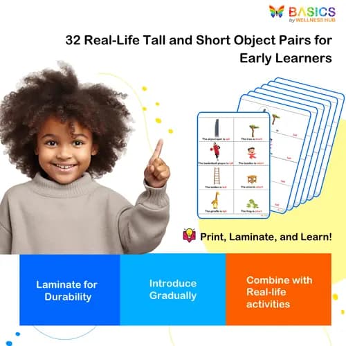 Tall and Short Flashcards: Teach Height Comparison with Everyday Objects