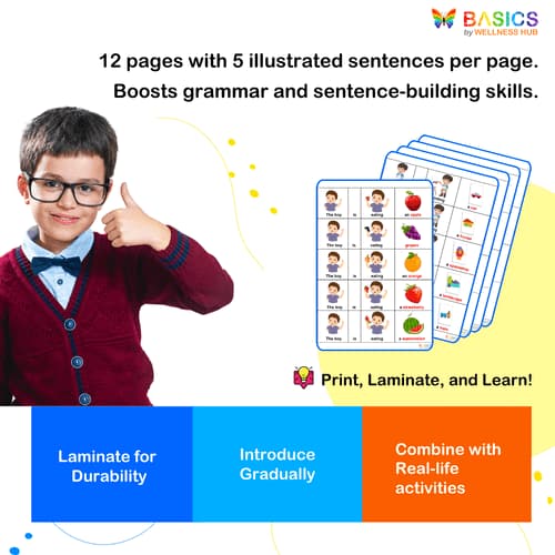 Sentences with Boy, Object, and Action Verb: Illustrated PDF for Kids