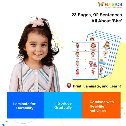 Sentences with Pronouns and Actions: She PDF for Early Learners