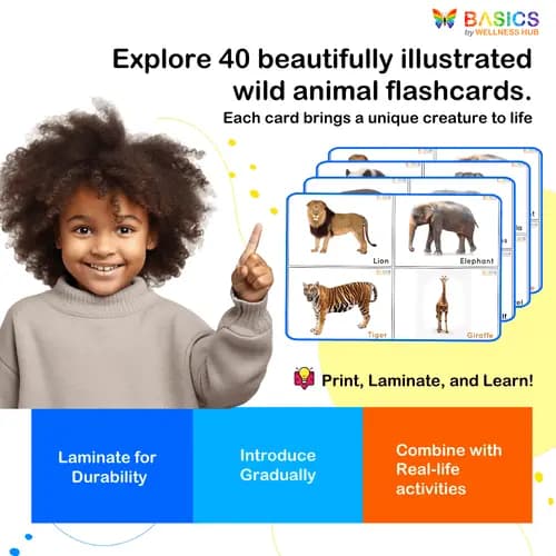 Wild Animals Flashcards for Kids: Free Printable PDF preview 4