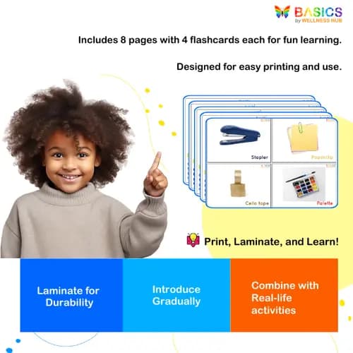 School Essentials Flashcards for Kids – Printable PDF