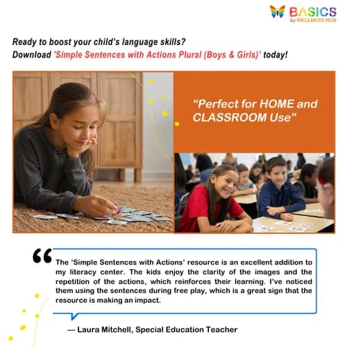 Simple Sentences with Actions: Plural Boys and Girls PDF
