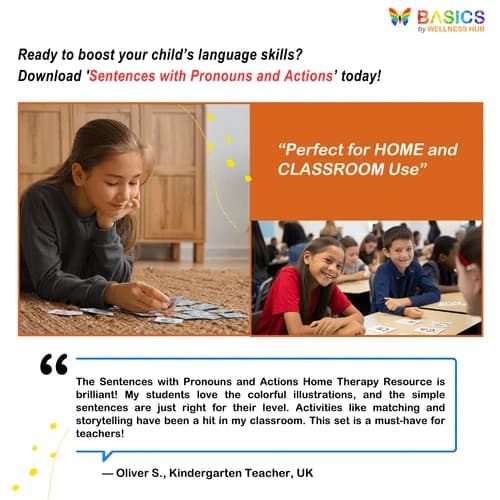Sentences with Pronouns and Actions Home Therapy Resource for Kids