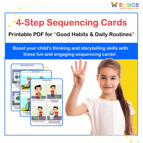 4-Step Sequencing Cards: Printable PDF for Good Habits & Daily Routines