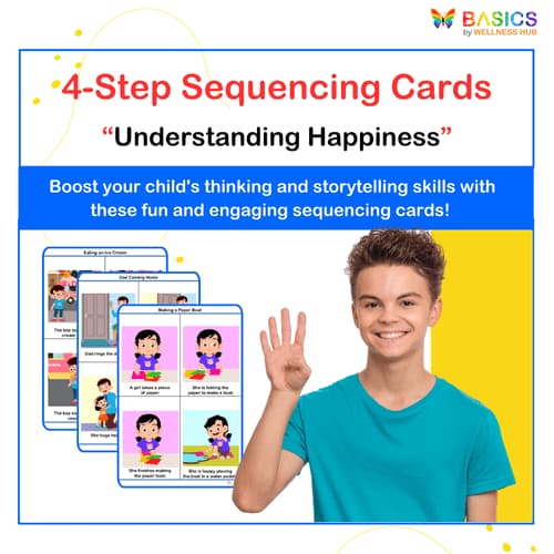 4-Step Sequencing Cards: Printable PDF for Understanding Happiness