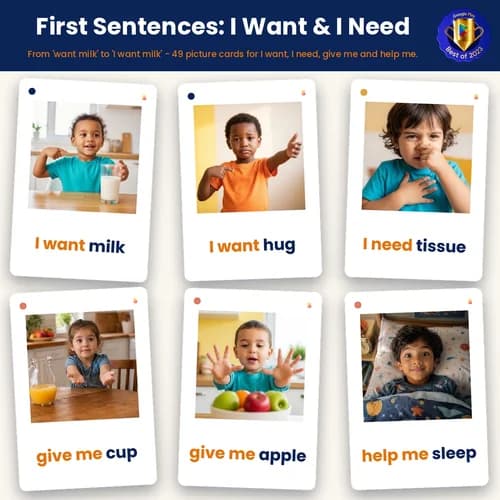 First Sentences: I Want & I Need — 49 Printable Three-Word Sentence Flashcards (I Want, I Need, Give Me, Help Me) – PDF preview