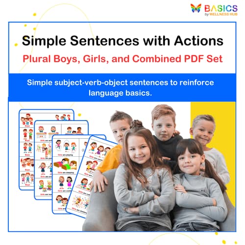 Simple Sentences with Actions: Plural Boys, Girls, and Combined PDF Set - Free