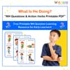 What Is He Doing? Action Words Printable – Learn Verbs & WH Questions