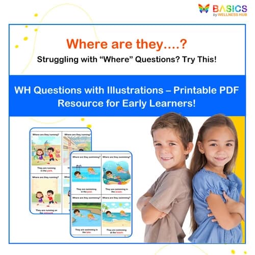 Where Are They? WH Questions with Illustrations – Printable PDF - Free