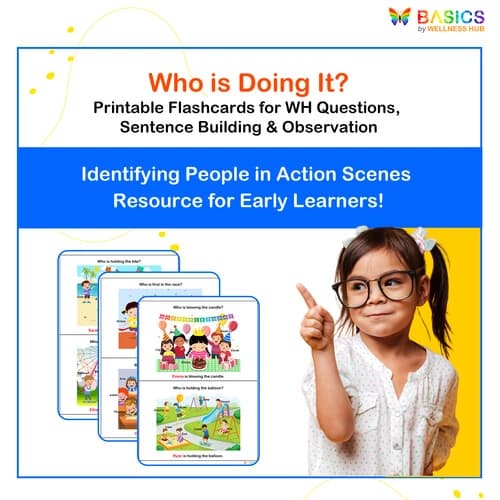 Who Questions Flashcards – Identifying People in Action Scenes (Printable PDF)
