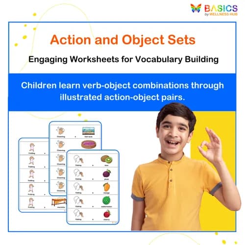 Action + Object Pairs Worksheets: Vocabulary Building for Kids - Free