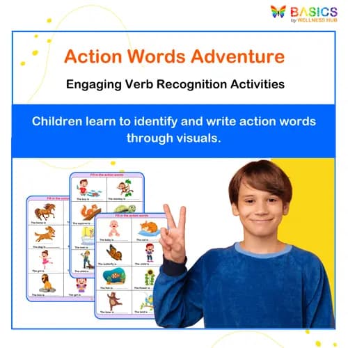 Action Words Fill-in-the-Blank Activity: Printable PDF for Kids
