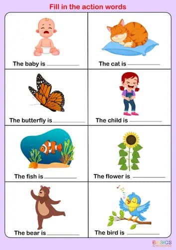 Action Words Fill-in-the-Blank Activity: Printable PDF for Kids-PDF1