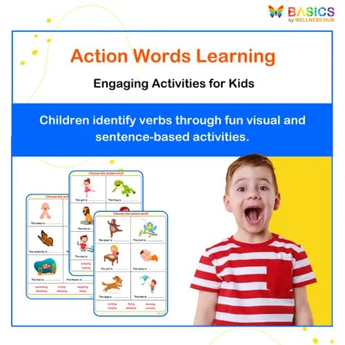 Action Words Worksheets: Identify Verbs with Illustrated Activities - Free