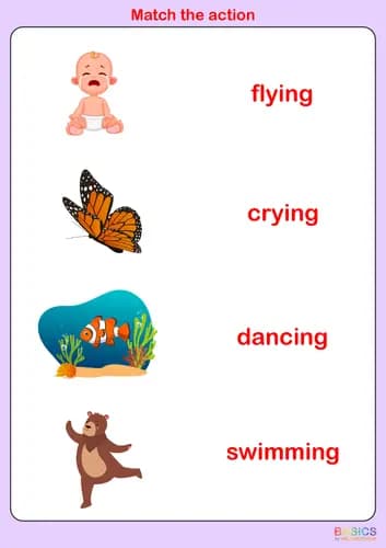 Action Words Matching Activity: Printable PDF for Kids-PDF1