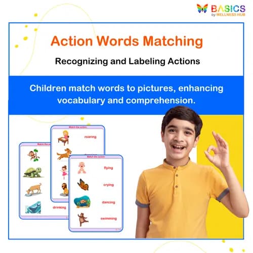 Action Words Matching Activity: Printable PDF for Kids