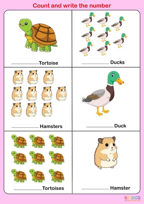 Write the Correct Number of Objects – Counting Worksheets for Kids-PDF1