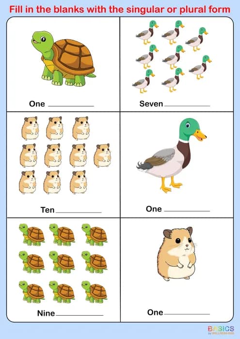 Fill in the Blanks with Singular or Plural Form – Illustrated Worksheet Set-PDF1
