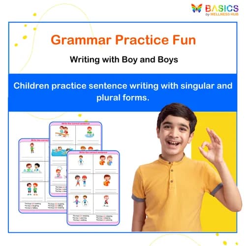 Write the Correct Grammar – Boy/Boys: Sentence Practice for Kids - Free