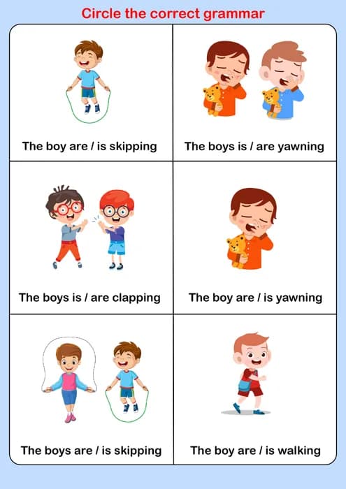Circle the Correct Grammar – Boy (Is/Are) for Kids-PDF1